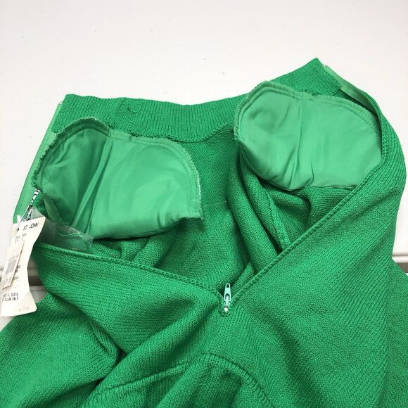 ST. JOHN Kelly Green Knit Wool Sheath Dress Size 4 Gold Buttons Vintage - Picture 9 of 11